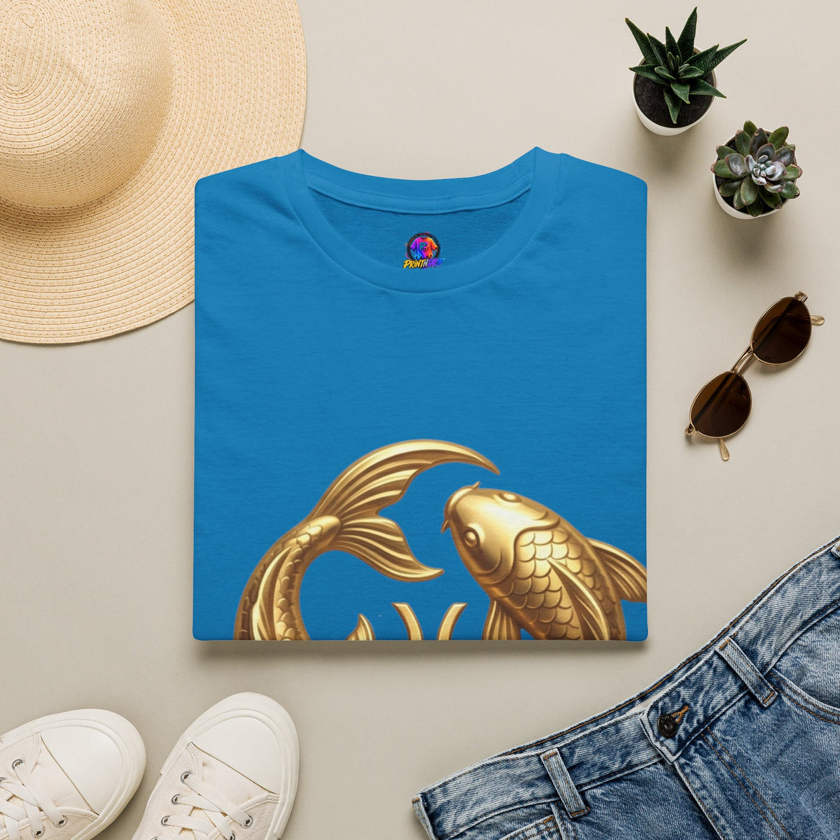 Pisces Gold Fish T-Shirt — Zodiac Symbol Astrology Tee