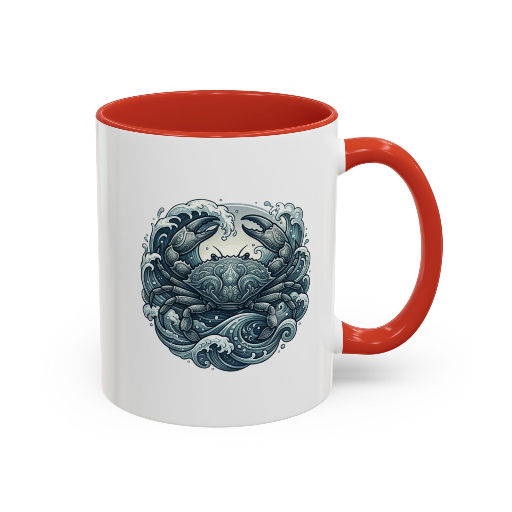 Crab Wave Accent Coffee Mug — Nautical Ocean Art
