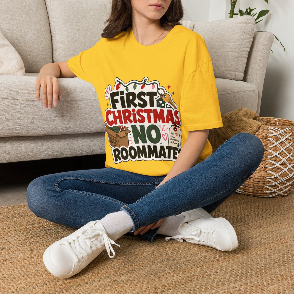 First Christmas No Roommates T-Shirt — Funny Holiday New Home Tee