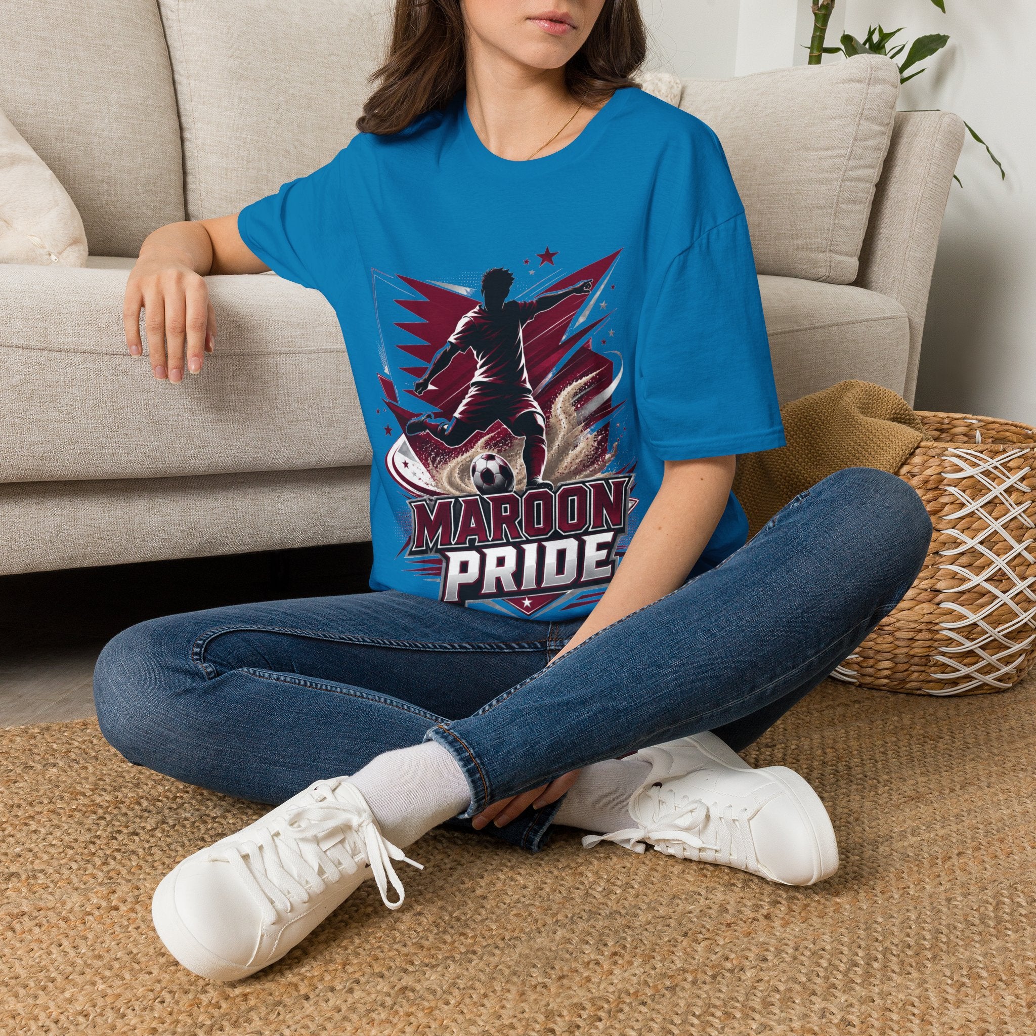 Qatar Maroon Pride Soccer T-Shirt — Silhouette Player Graphic Tee