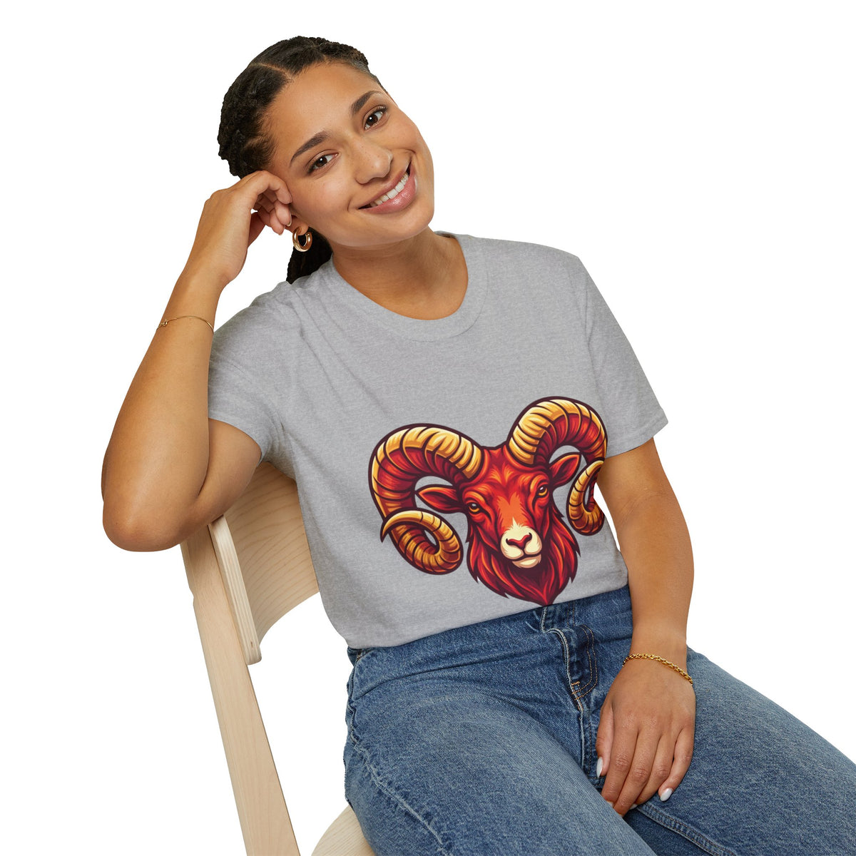 Aries Zodiac Ram Skull T-Shirt — Bold Goat Horn Graphic Tee (Aries/Zodiac)