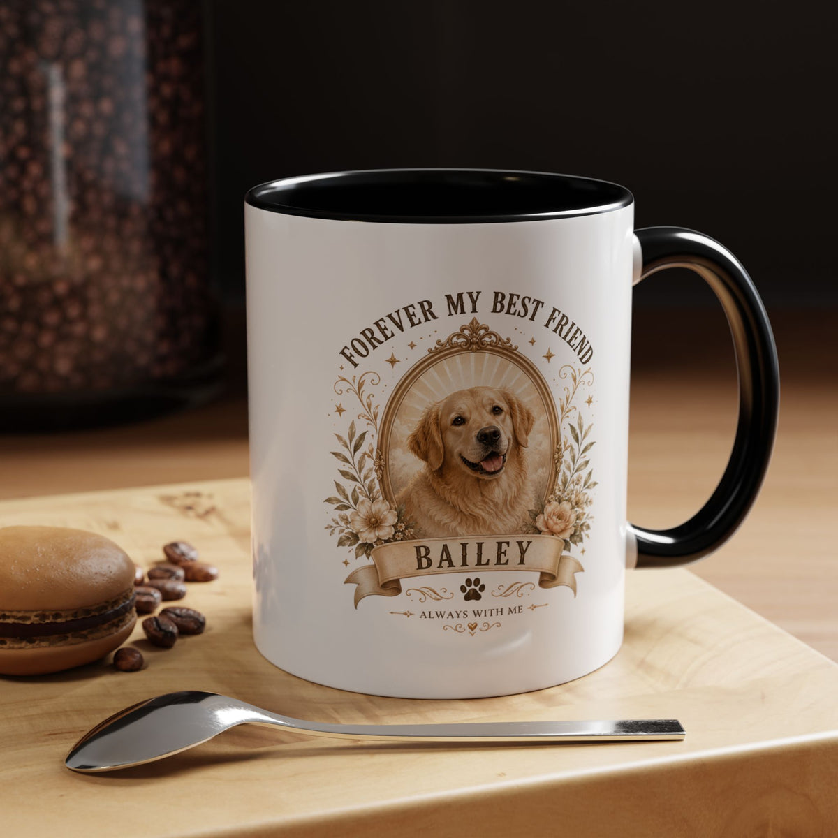 Milo Bailey Dog Dad Mom Personalized Dog Coffee Mug – "Forever My Best Friend" Golden Retriever Memorial Accent Mug