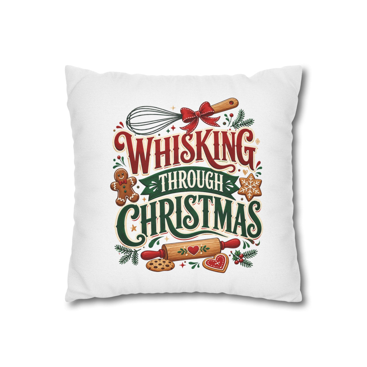 Christmas Whisking Through Christmas Spun Polyester Square Pillowcase