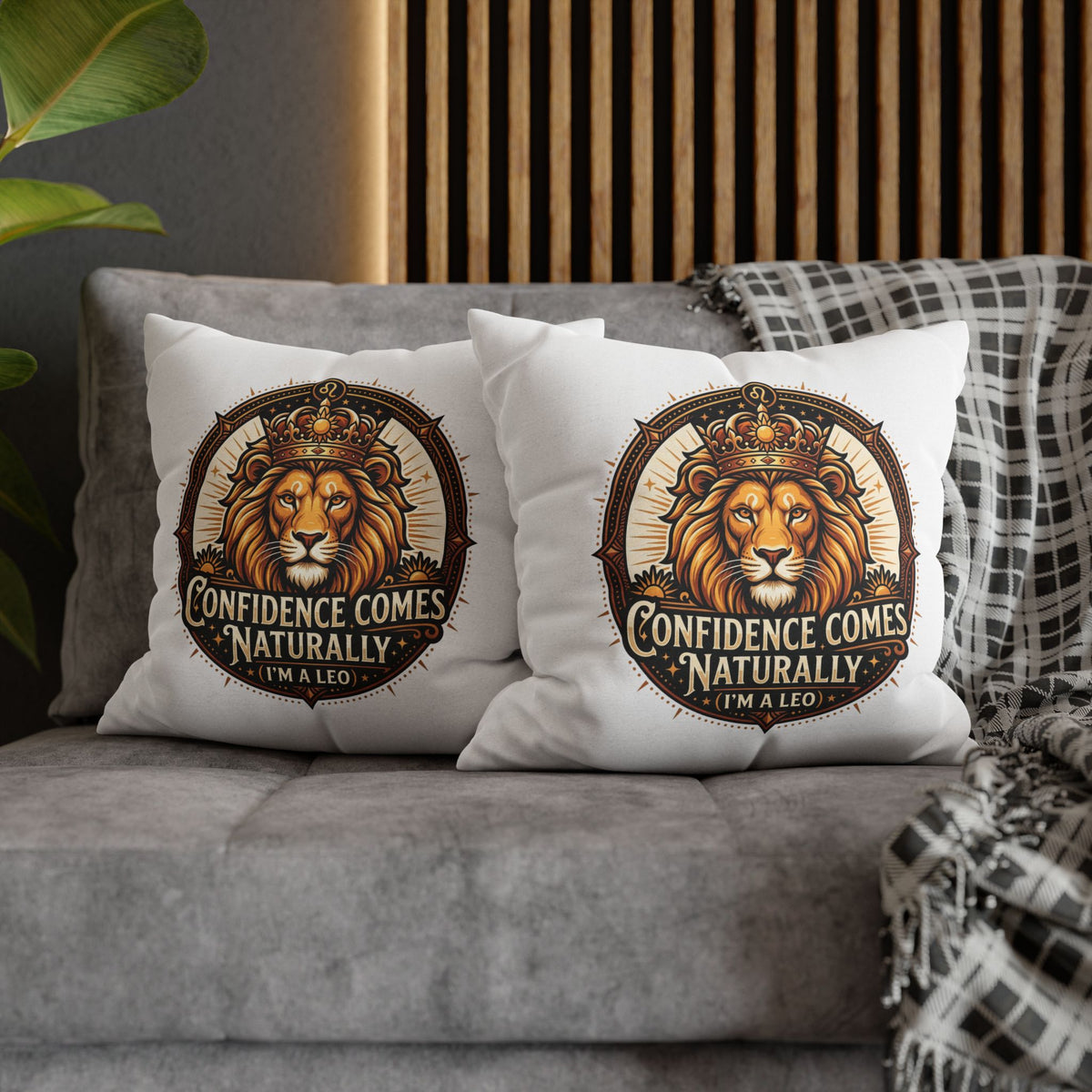 Leo Zodiac Confidence Comes Naturally Spun Polyester Square Pillowcase