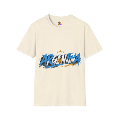 Argentina Graffiti T-Shirt — Soccer Fan Tee with Three Stars & Sun Emblem