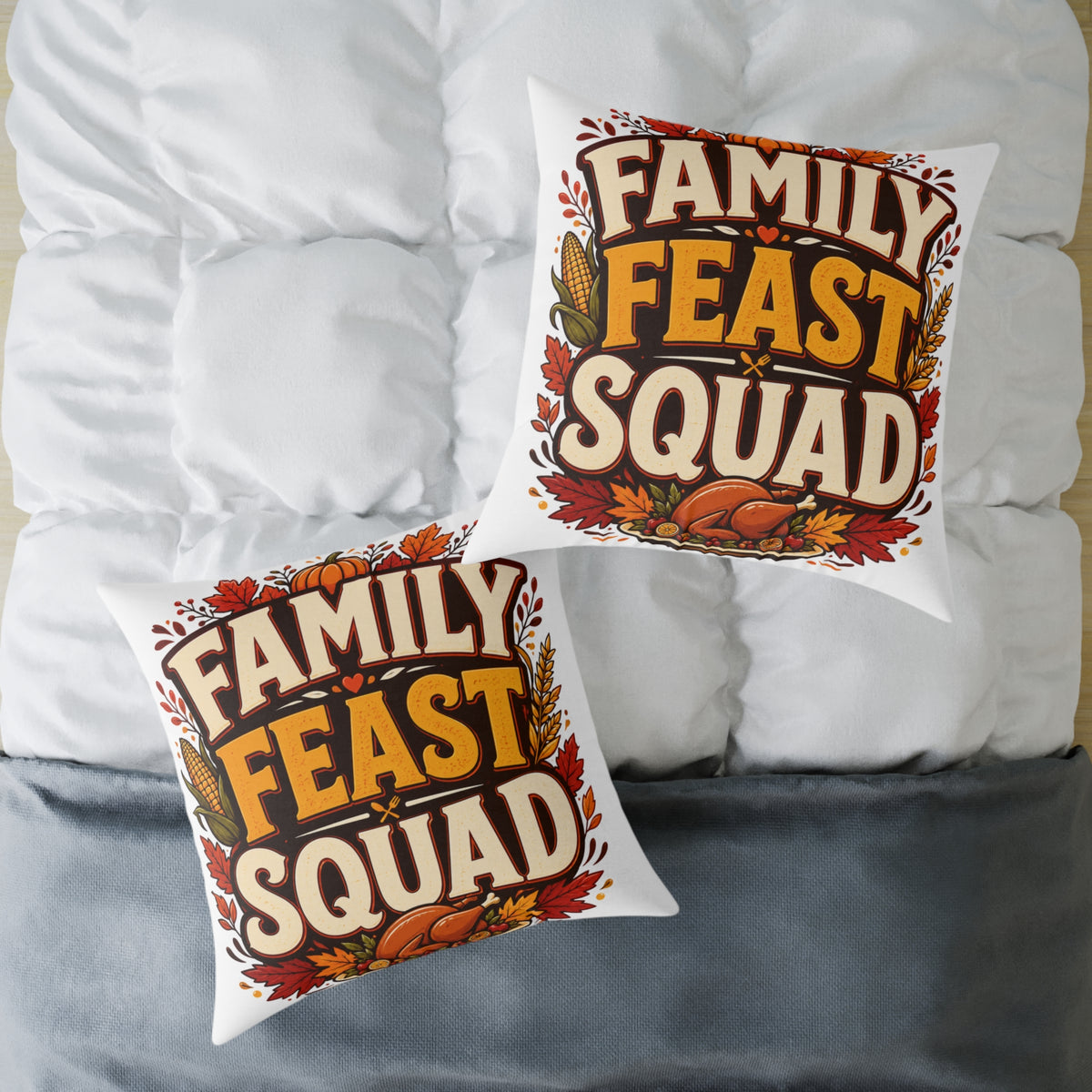 Thanksgiving Family Feast Squad Pillow — Thanksgiving Decorative Throw Pillow