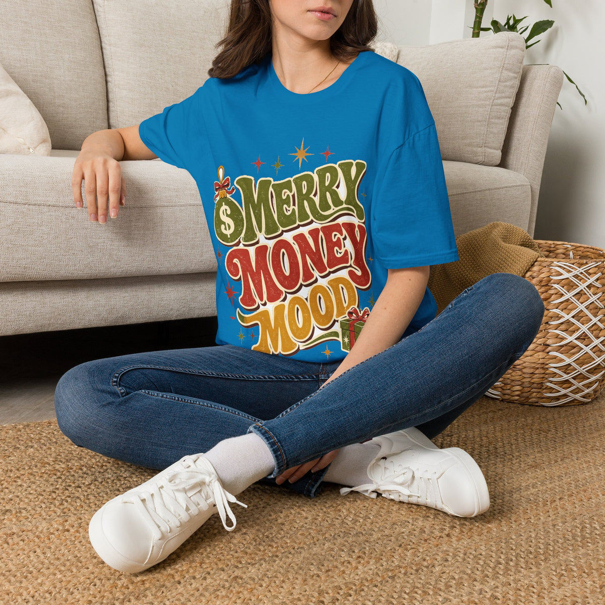 Merry Money Mood T‑Shirt — Retro Holiday Graphic Tee
