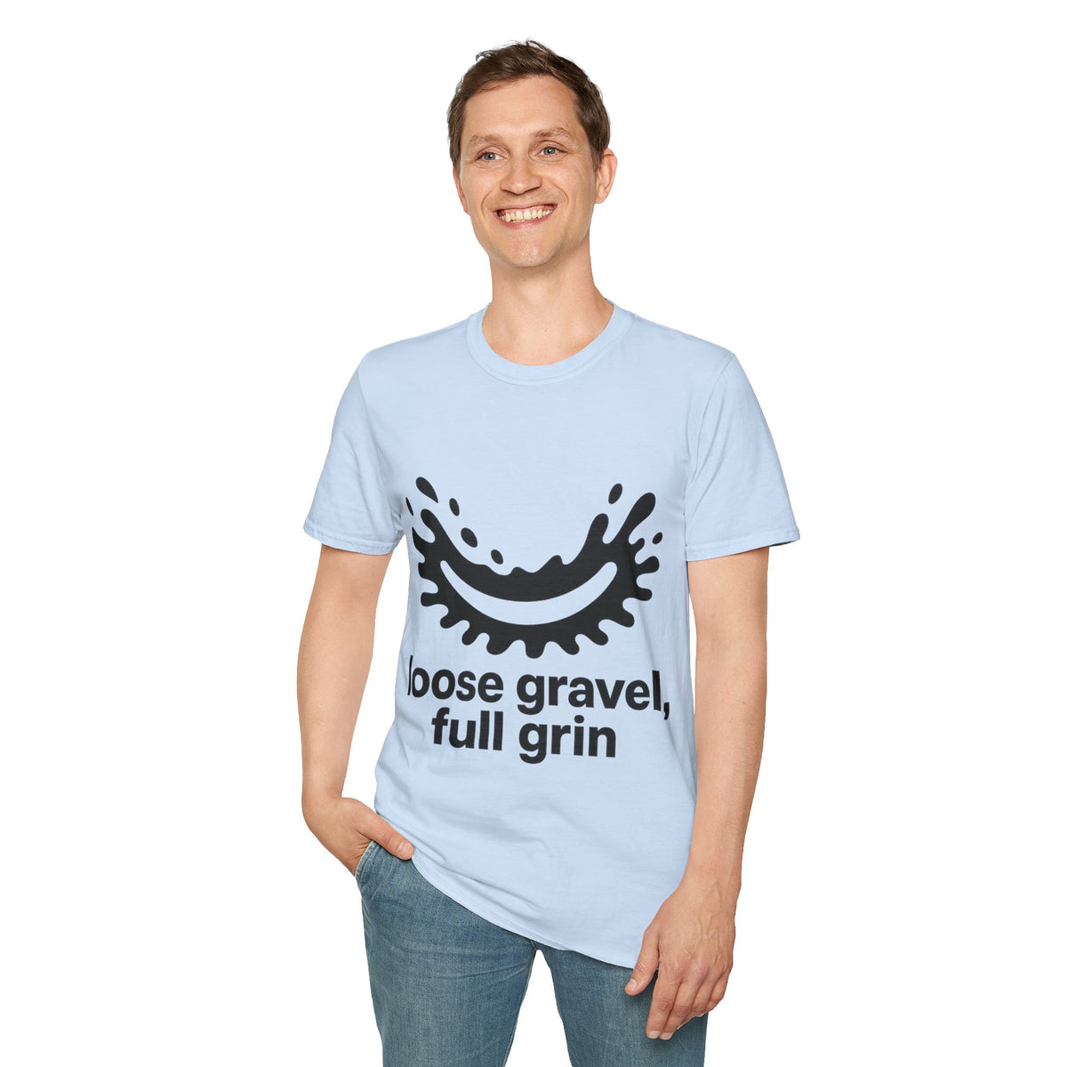 "Loose Gravel Full Grin" Funny Cycling Tee | Mud Splash Bike Graphic T-Shirt - Trending Now - September 2026