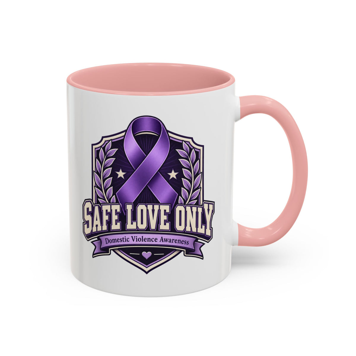 Coffee Mug — "Safe Love Only" Domestic Violence Awareness (Purple Ribbon)