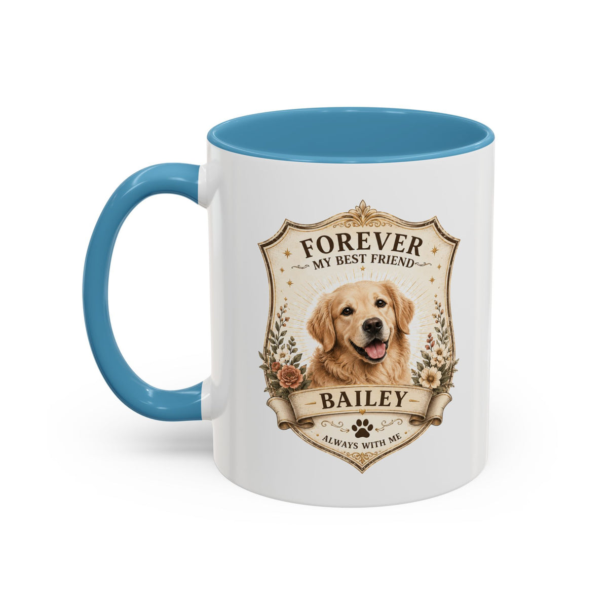 Milo Bailey Dog Dad Mom Golden Retriever Memorial Coffee Mug – “Forever My Best Friend” Personalized Dog Tribute