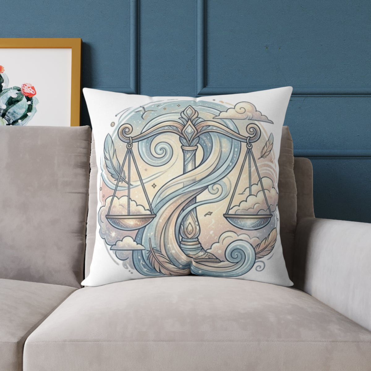 Libra Balance Zodiac Square Poly Canvas Pillow