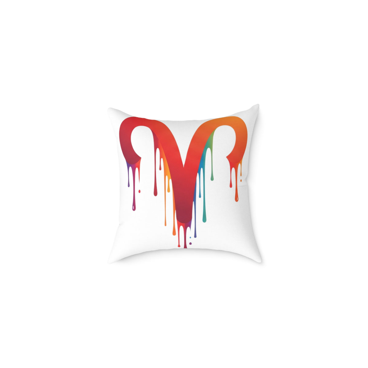 Aries Zodiac Dripping Rainbow Heart Pillow — Colorful Decorative Throw Pillow