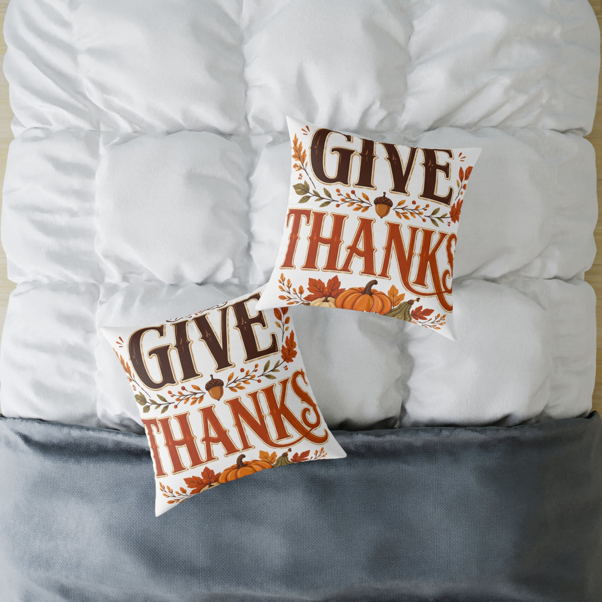 Thanksgiving Give Thanks Fall Pillow — Thanksgiving Decorative Throw Pillow