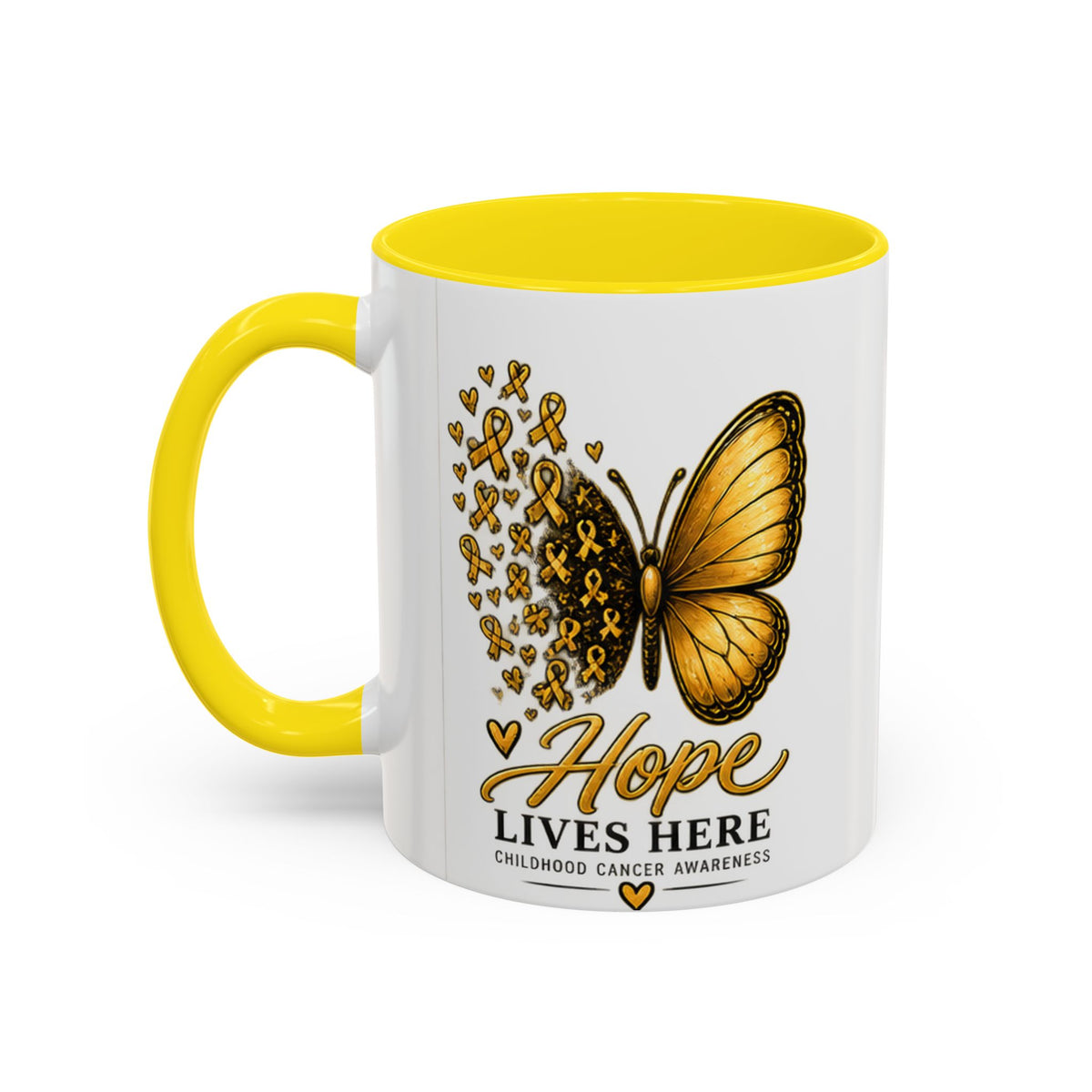Hope Lives Here Childhood Cancer Awareness Accent Coffee Mug