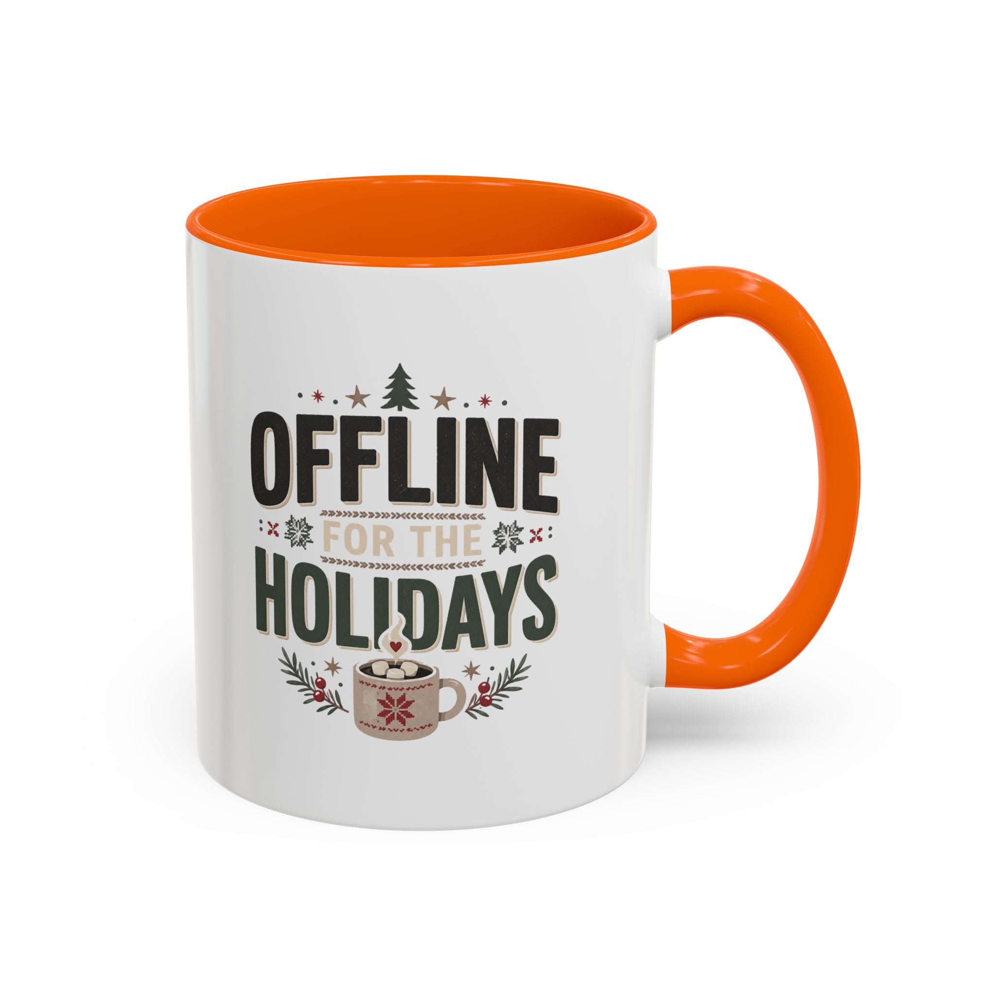 Christmas Holiday Coffee Mug — “Offline for the Holidays” Accent Ceramic Mug
