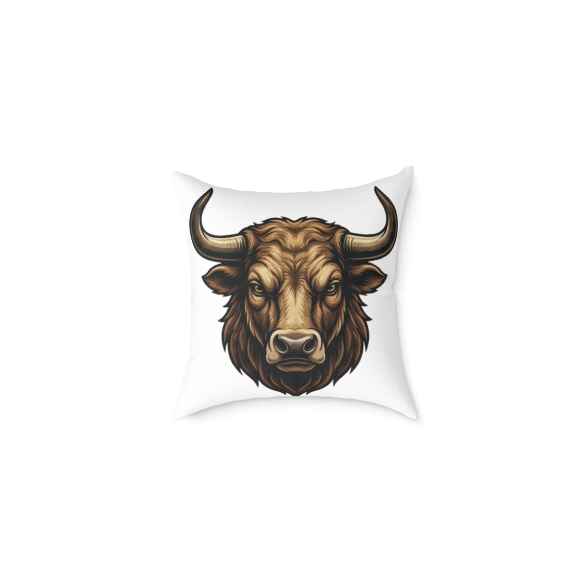Taurus Bull Head  Square Poly Canvas Pillow