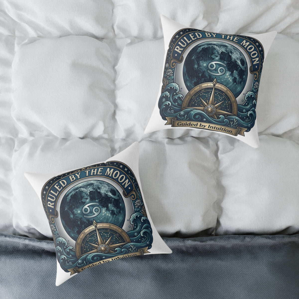 Cancer Zodiac Pillow Ruled By The Moon, Guided By Intuition Square Poly Canvas Pillow