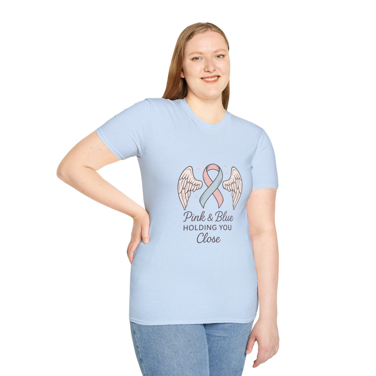 Pink & Blue Ribbon Angel Wings T-Shirt — Infant Loss Awareness Tee - Trending Now - October 2026