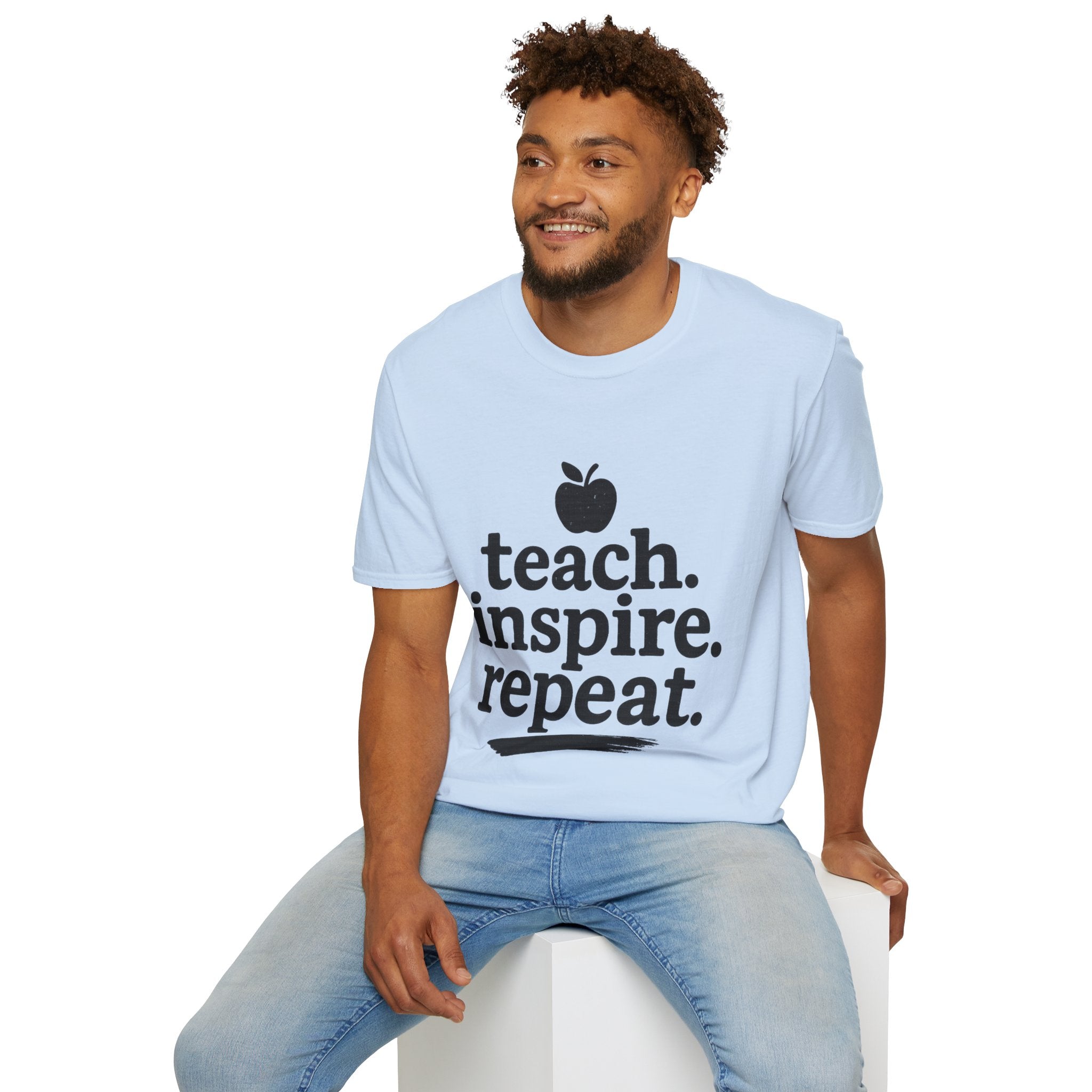 Teach. Inspire. Repeat. T‑Shirt — Teacher Apple Graphic Tee - Trending Now - August 2026 Trends - Everyday T-Shirt