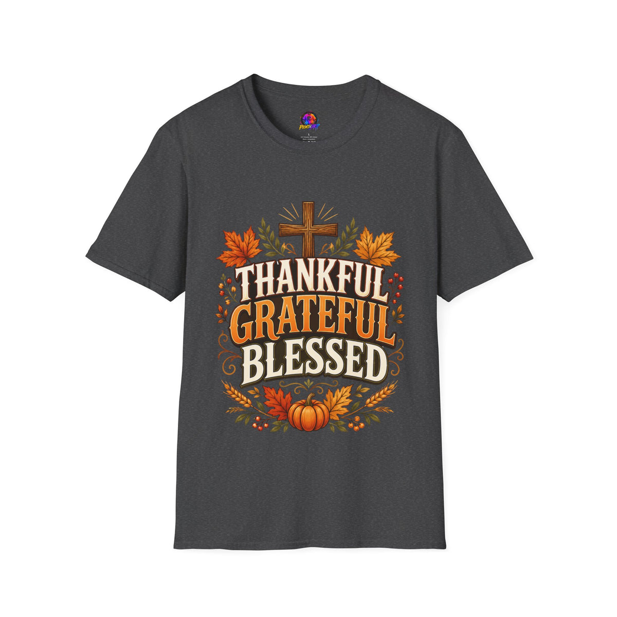 Thanksgiving T-Shirt Thankful Grateful Blessed T-Shirt — Fall Thanksgiving Christian Tee