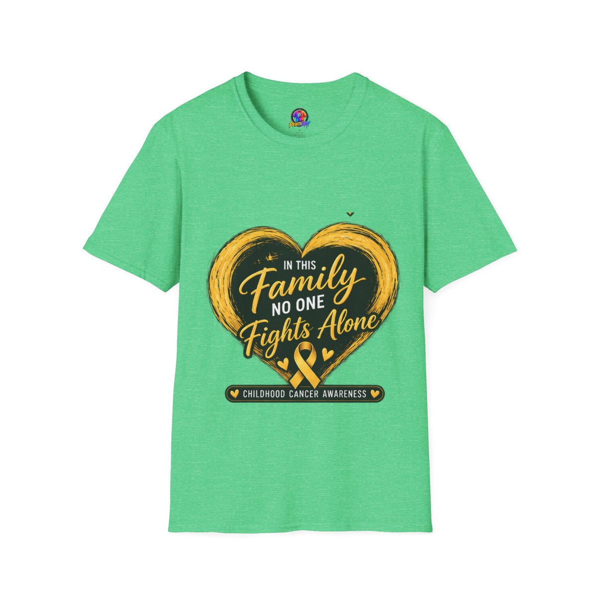 Childhood Cancer Awareness T-Shirt — "In This Family No One Fights Alone"