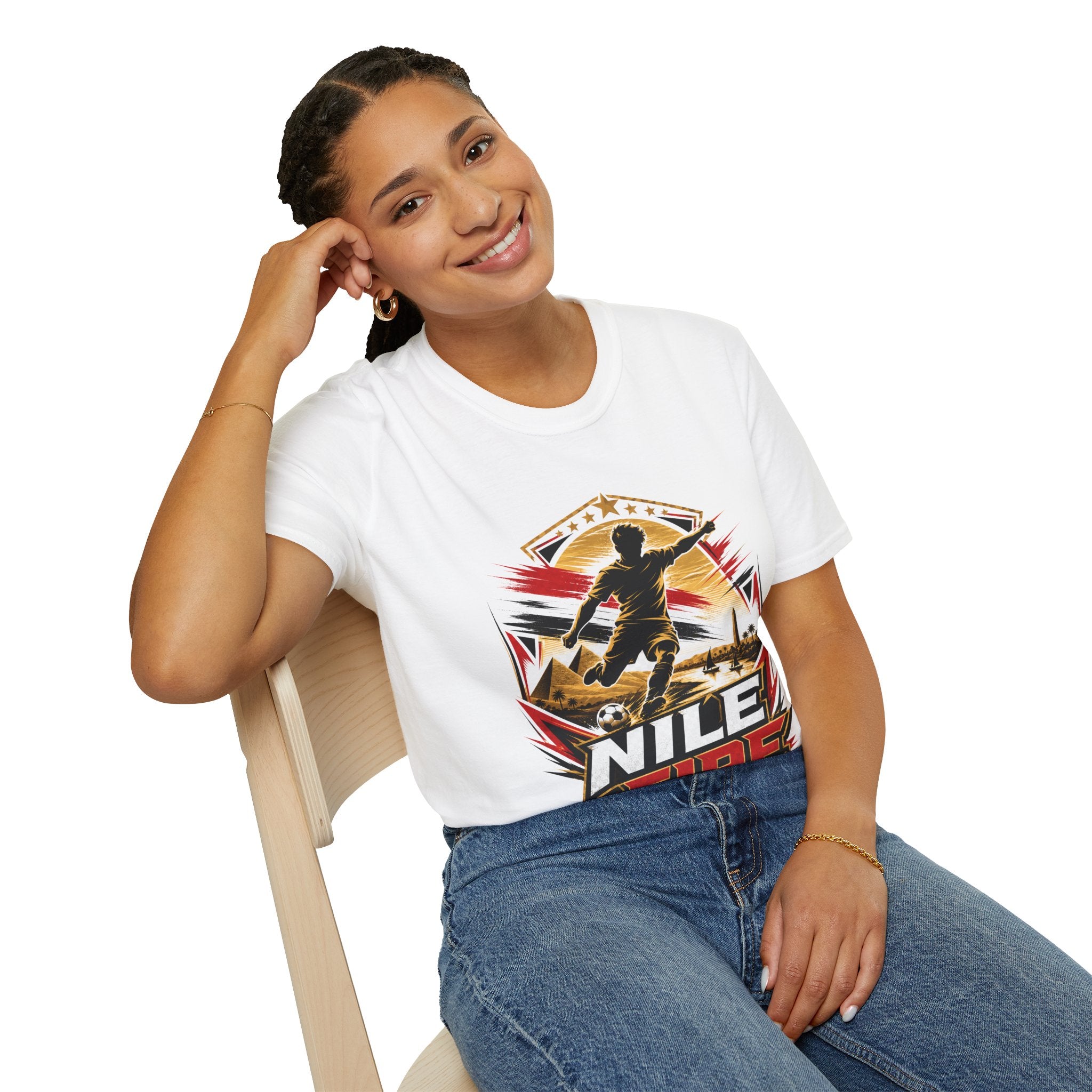 Egypt Soccer Player Nile Fire Graphic T-Shirt — Retro Athletic Team Tee
