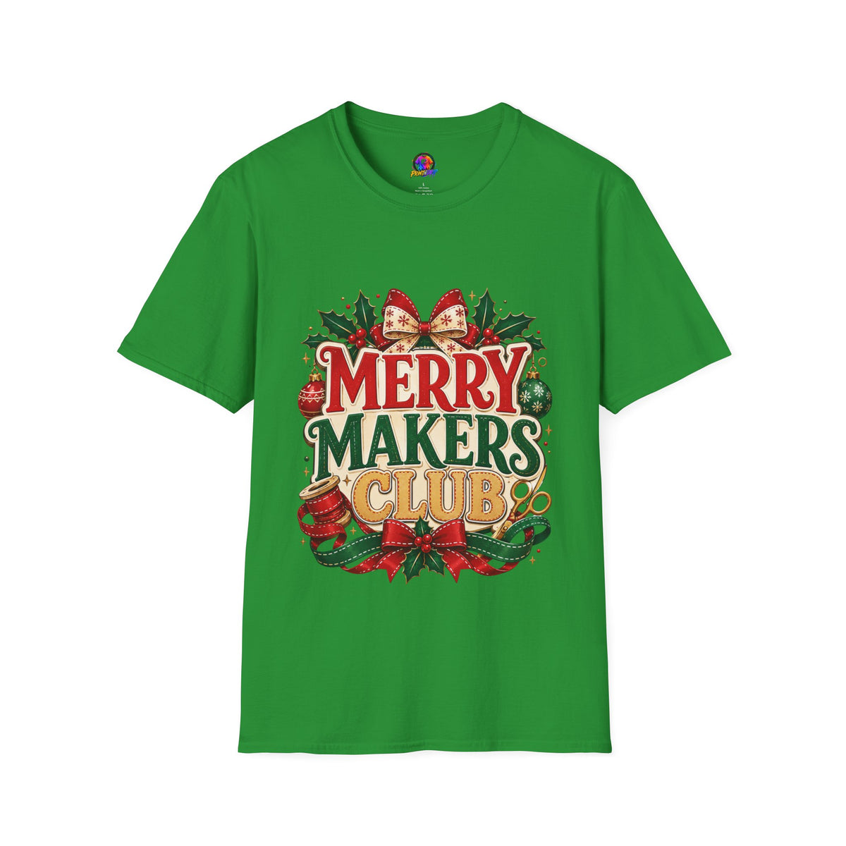 Merry Makers Club T-Shirt — Festive Christmas Holiday Tee with Holly & Bow