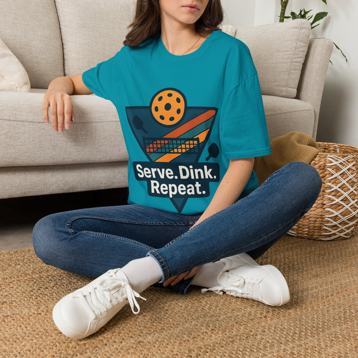 Pickleball T-Shirt — Retro Paddle & Ball Design with “Serve. Dink. Repeat.” Slogan - Trending Now - August 2026