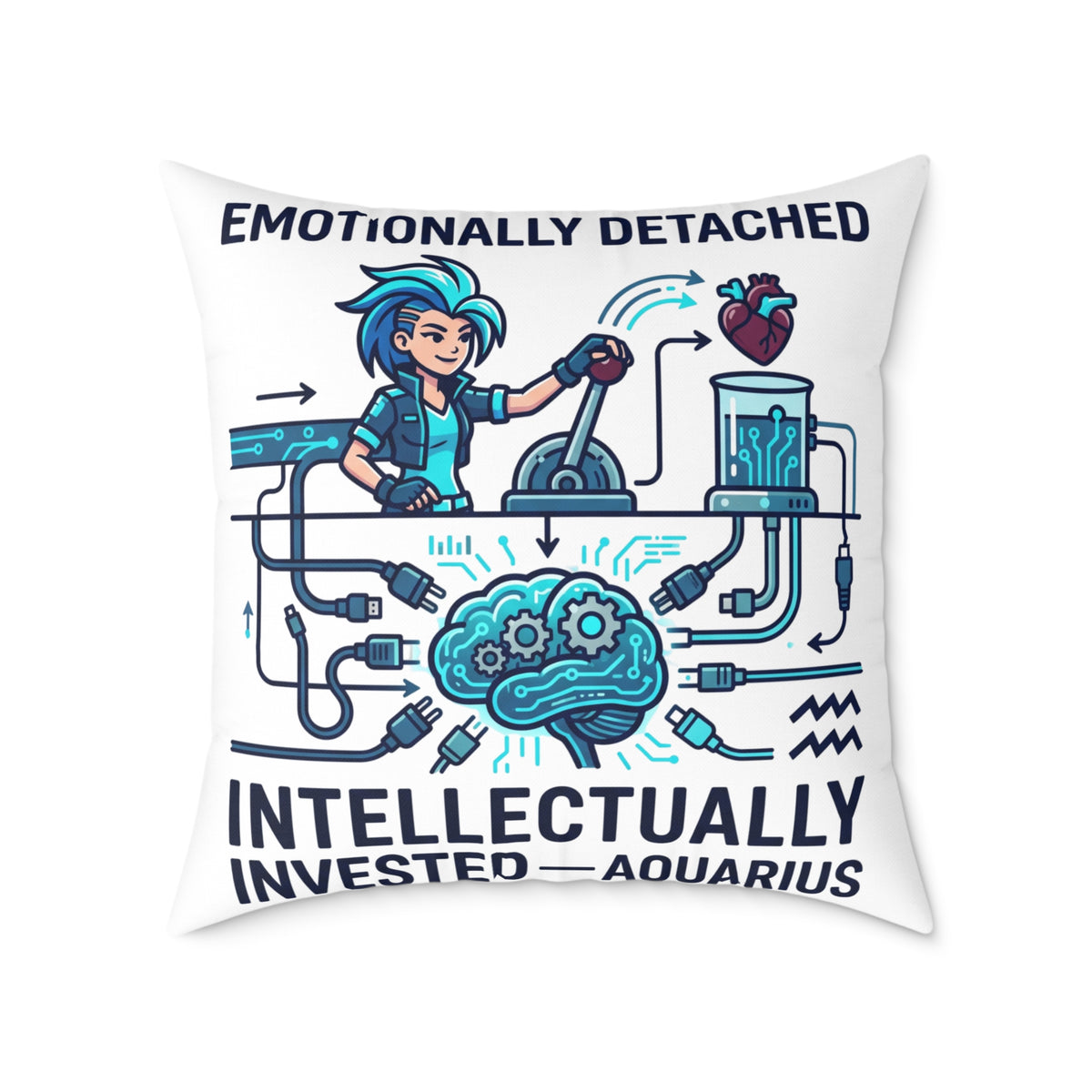 Zodiac Aquarius Emotionally Detached Intellectually Invested Square Poly Canvas Pillow