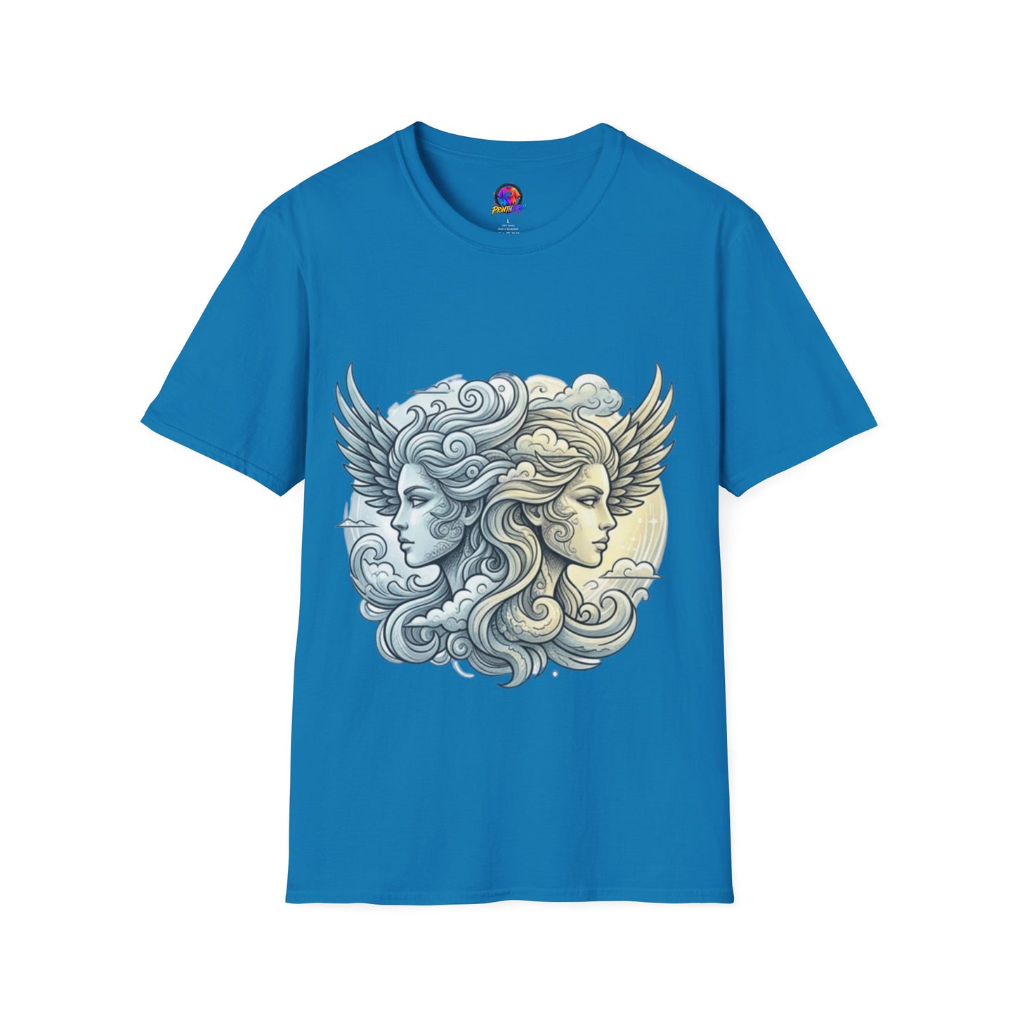 Mythic Moon & Sun Faces T-Shirt — Celestial Duality Graphic Tee