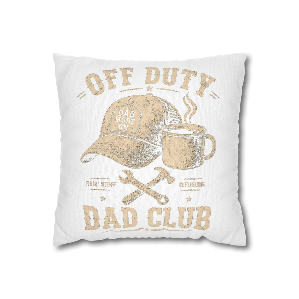 Off Duty Dad Club Throw Pillowcase – Coffee & Tools Accent Pillow Cover Milo Bailey Dog Dad Mom