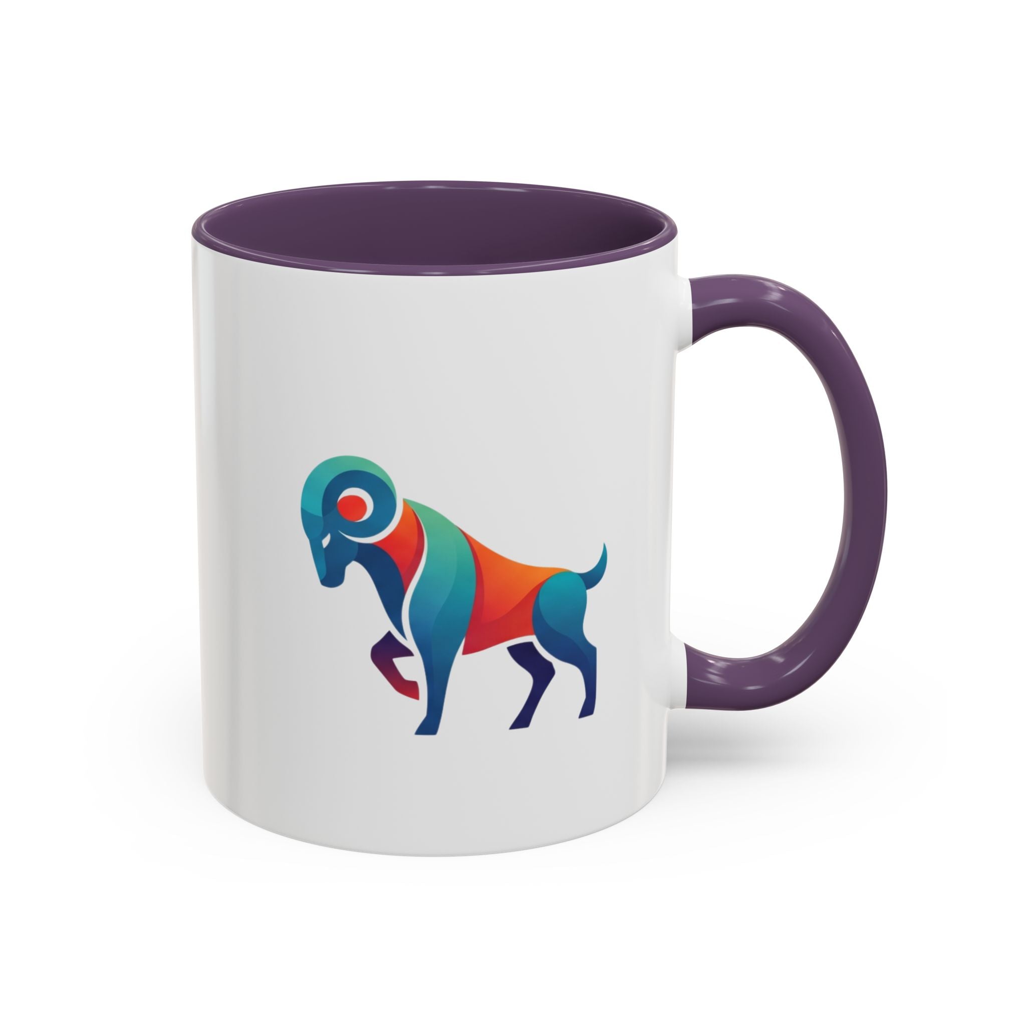 Colorful Ram Accent Coffee Mug — Geometric Zodiac Aries Design