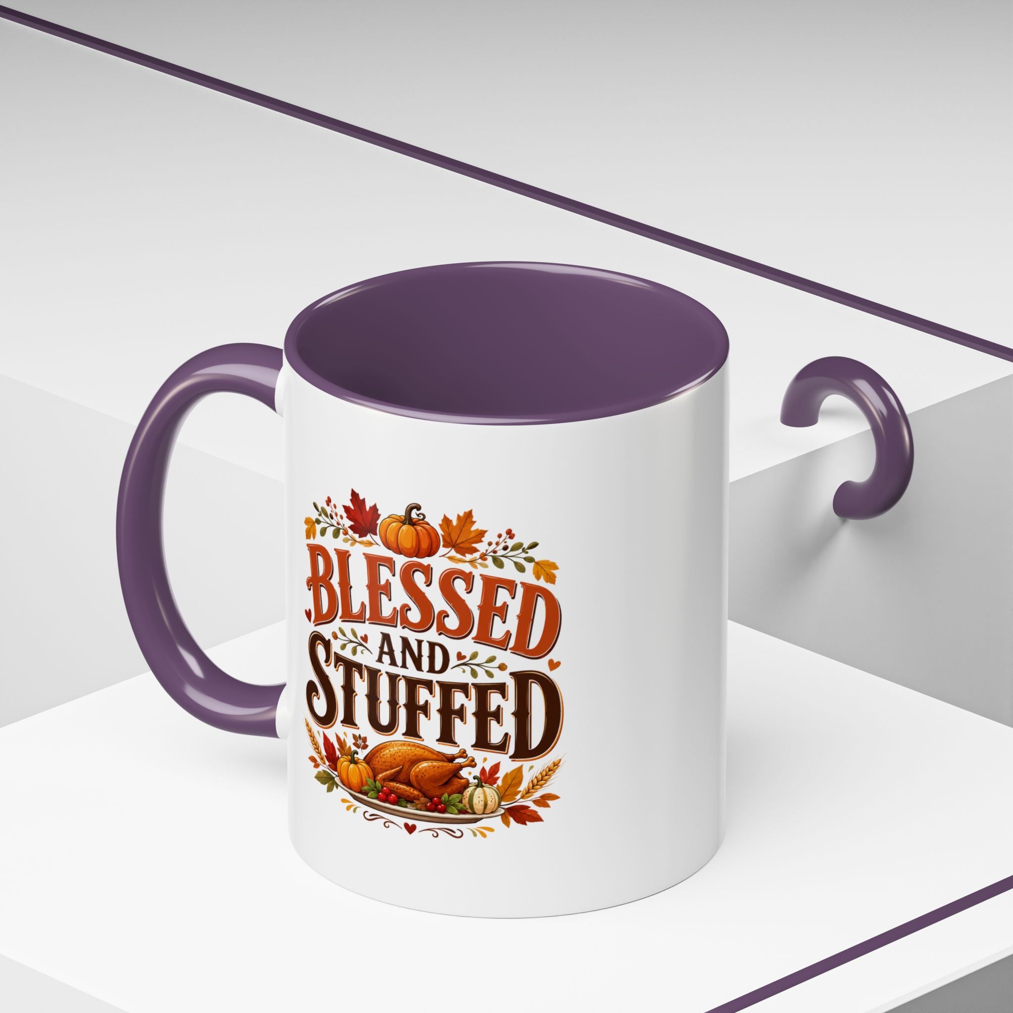 Thanksgiving Mug Blessed and Stuffed Coffee Mug — Thanksgiving Fall Ceramic Accent Mug