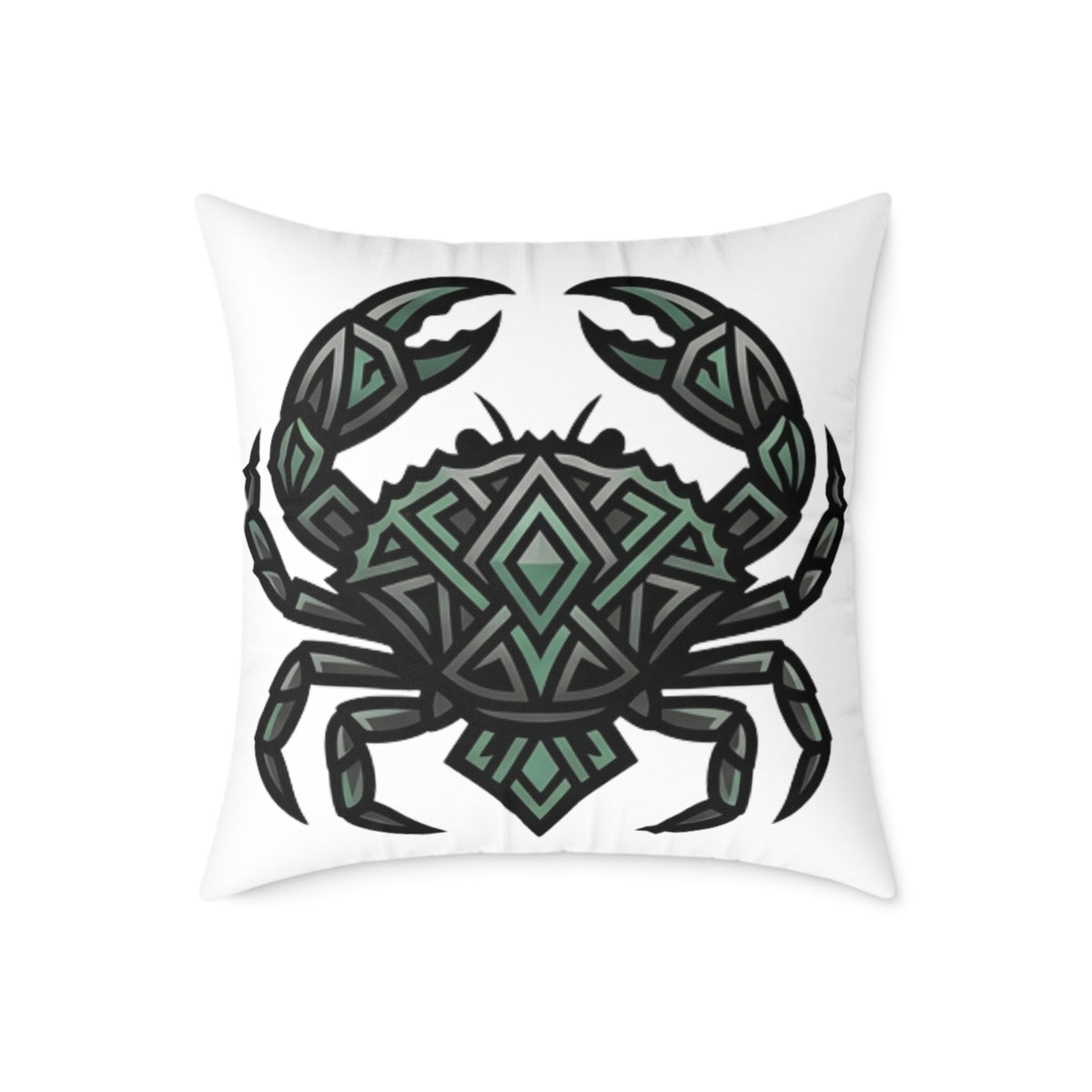 Cancer Zodiac Crab Mandala Square Pillow — Geometric Beach Decor Cushion