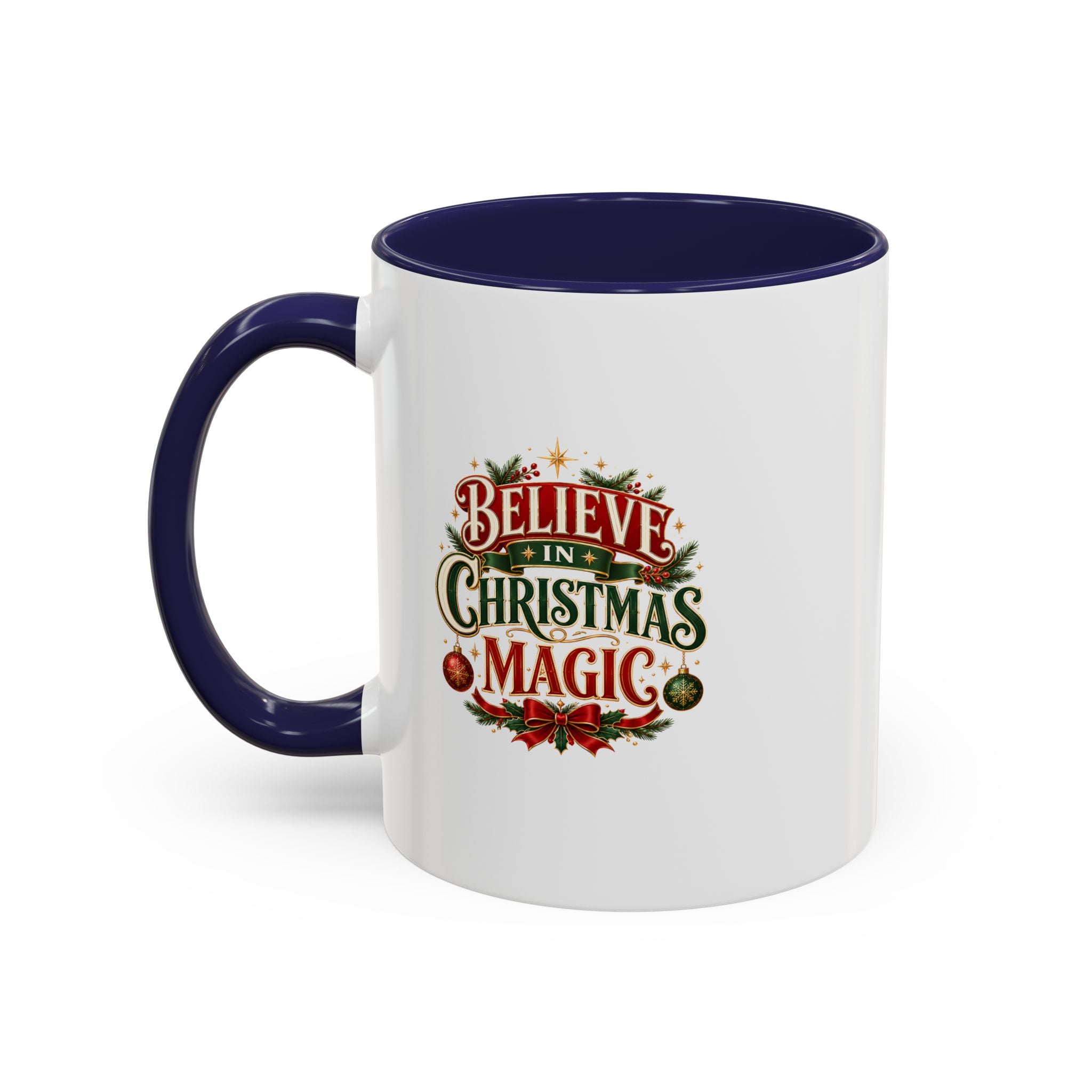 Believe in Christmas Magic Accent Coffee Mug — Festive Holiday ,Ceramic