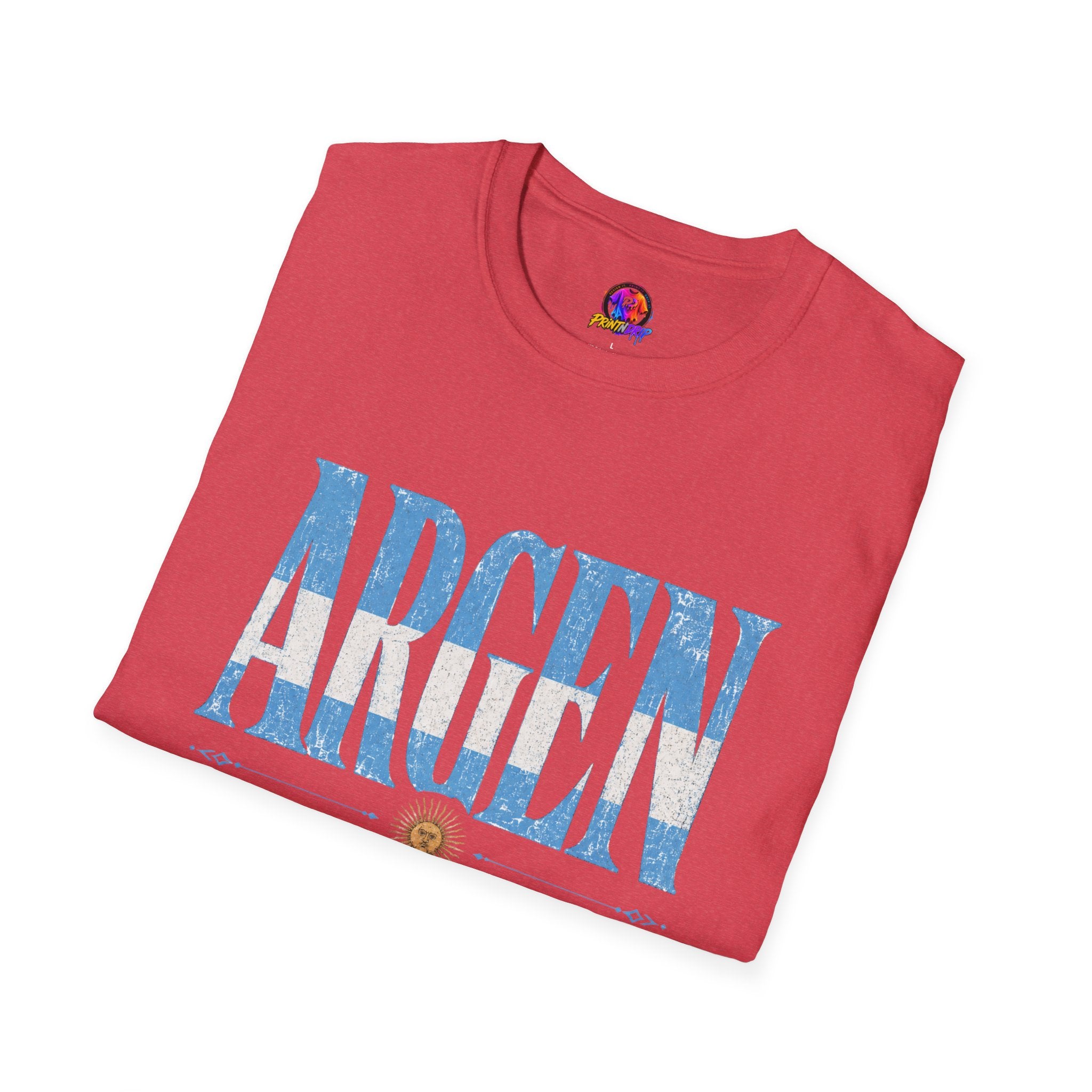 Argentina Flag Graphic T‑Shirt — Vintage Blue Distressed Typography