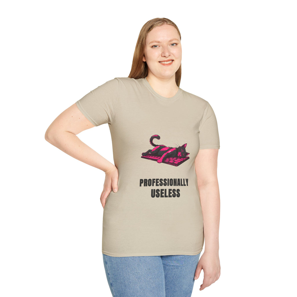 T‑Shirt — 'Professionally Useless' Relaxed Cat Graphic Tee - Trending Now - August 2026
