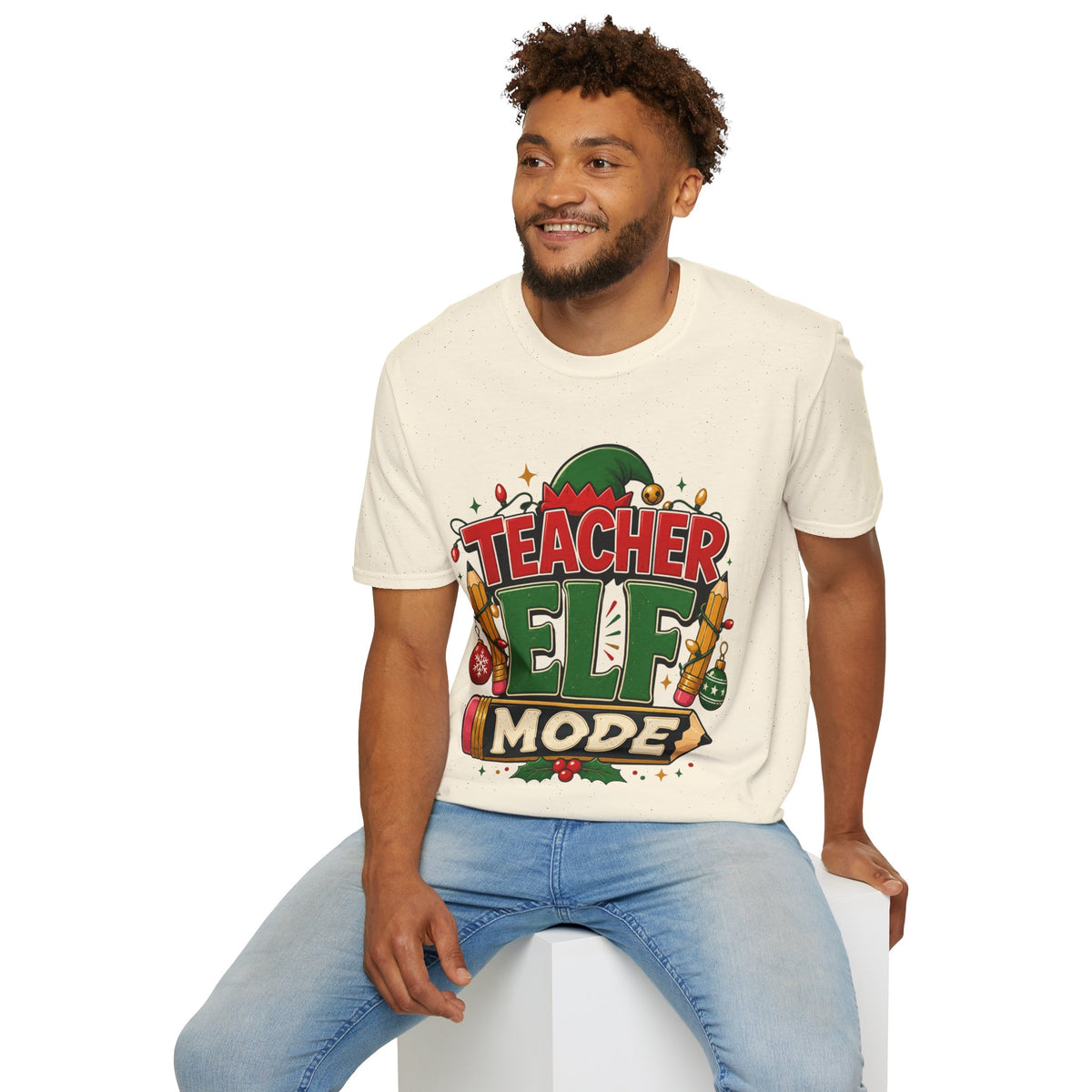 Teacher Elf Mode T-Shirt — Funny Christmas Teacher Holiday Tee