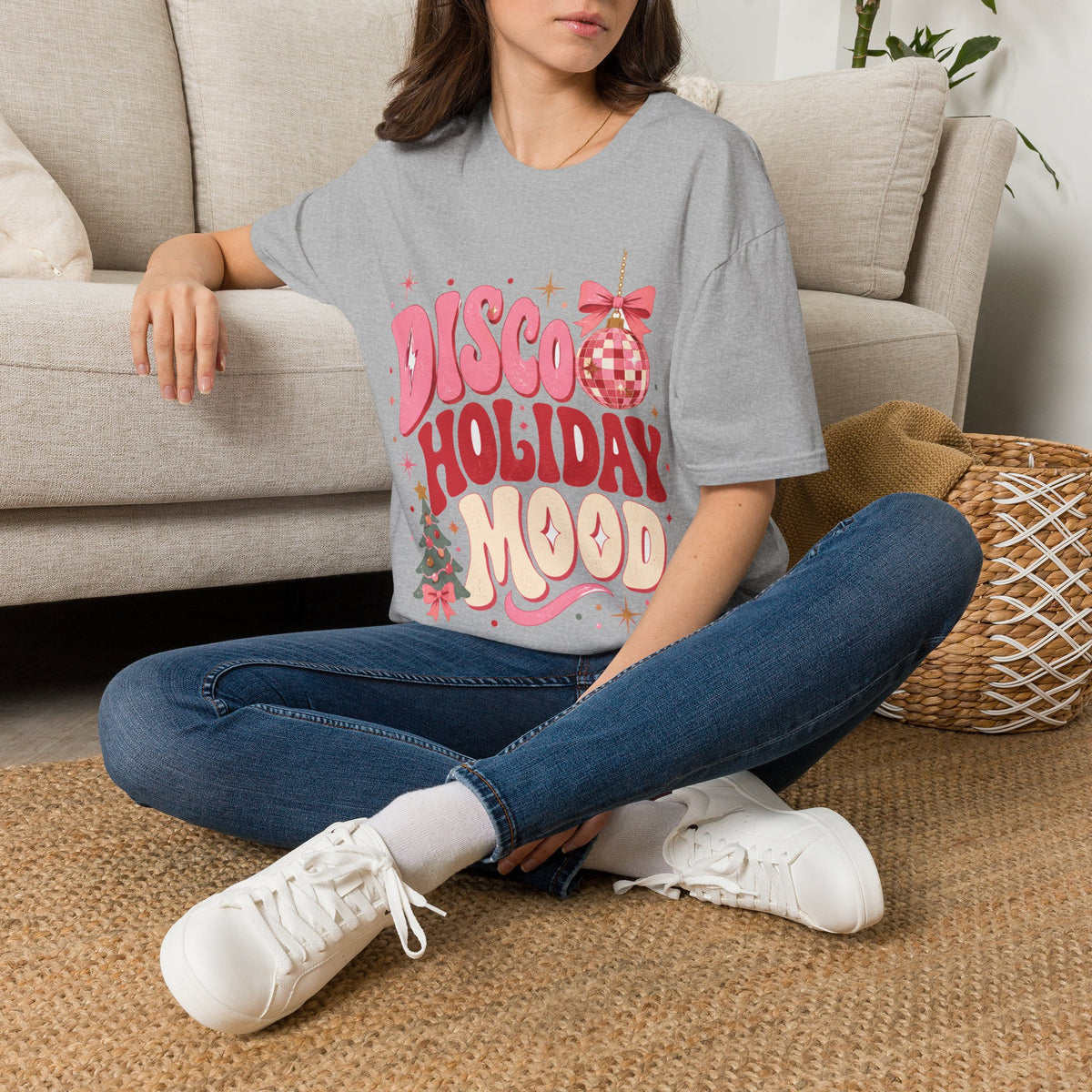 Disco Holiday T-Shirt — Retro Pink Disco Ball Christmas Tee