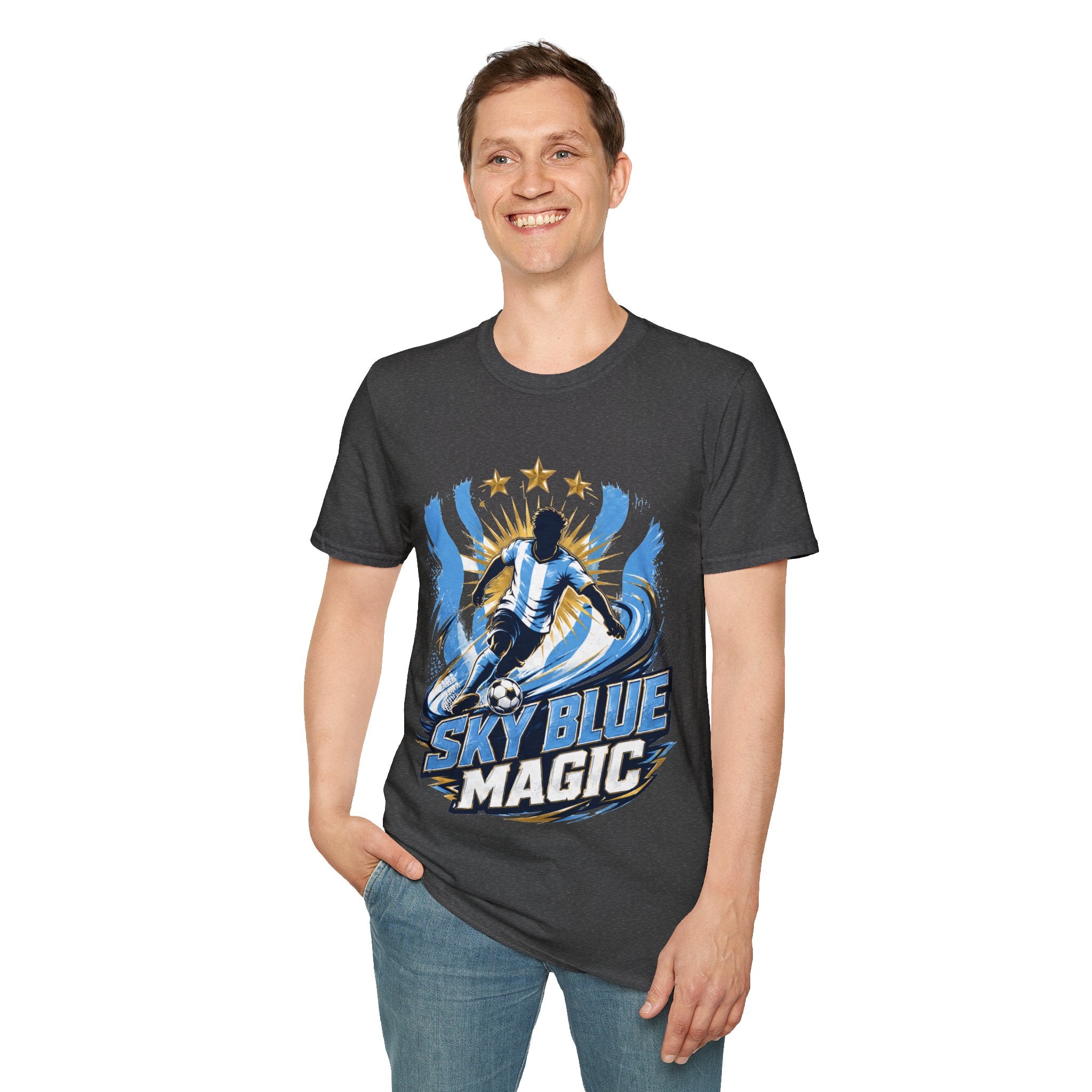 Argentina Sky Blue Magic Soccer T-Shirt — Argentinian Football Player Graphic Tee