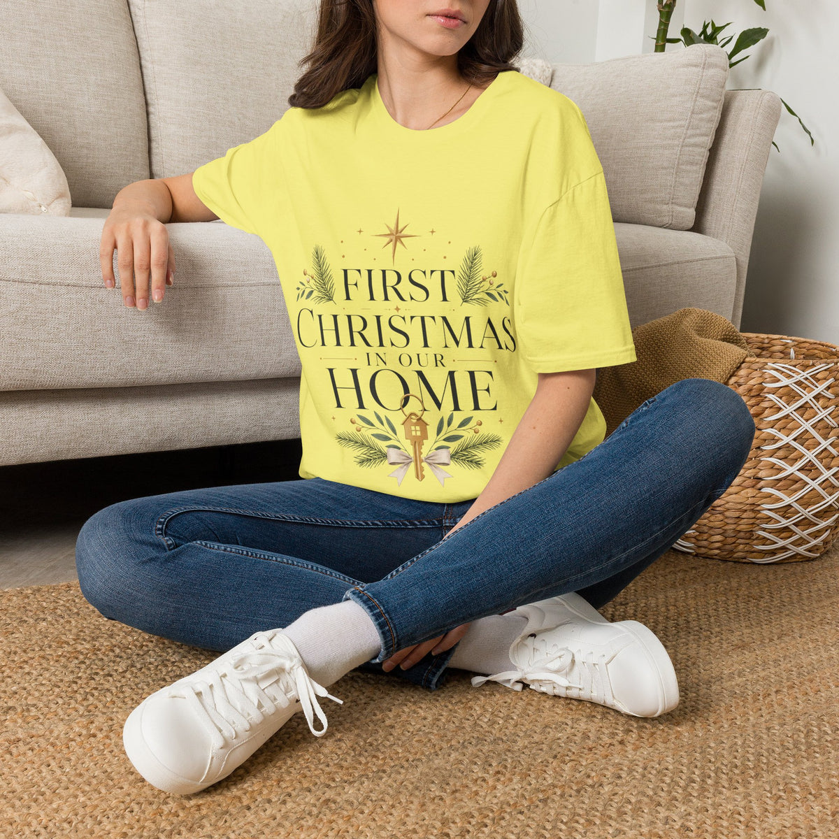 First Christmas T-Shirt — 'First Christmas in Our Home' Elegant Holiday Tee