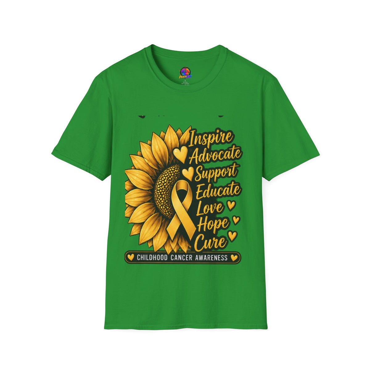 Childhood Cancer Awareness Sunflower T-Shirt – Inspire Advocate Support Educate Love Hope Cure