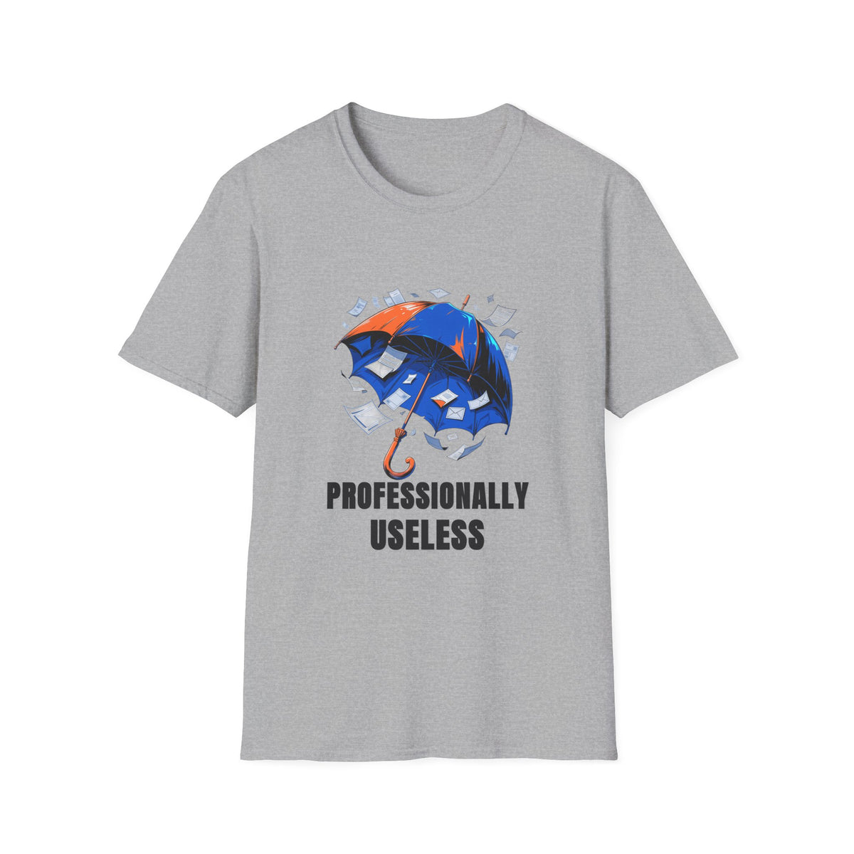 Professionally Useless T-Shirt — Illustrated Umbrella Graphic - Trending Now - August 2026