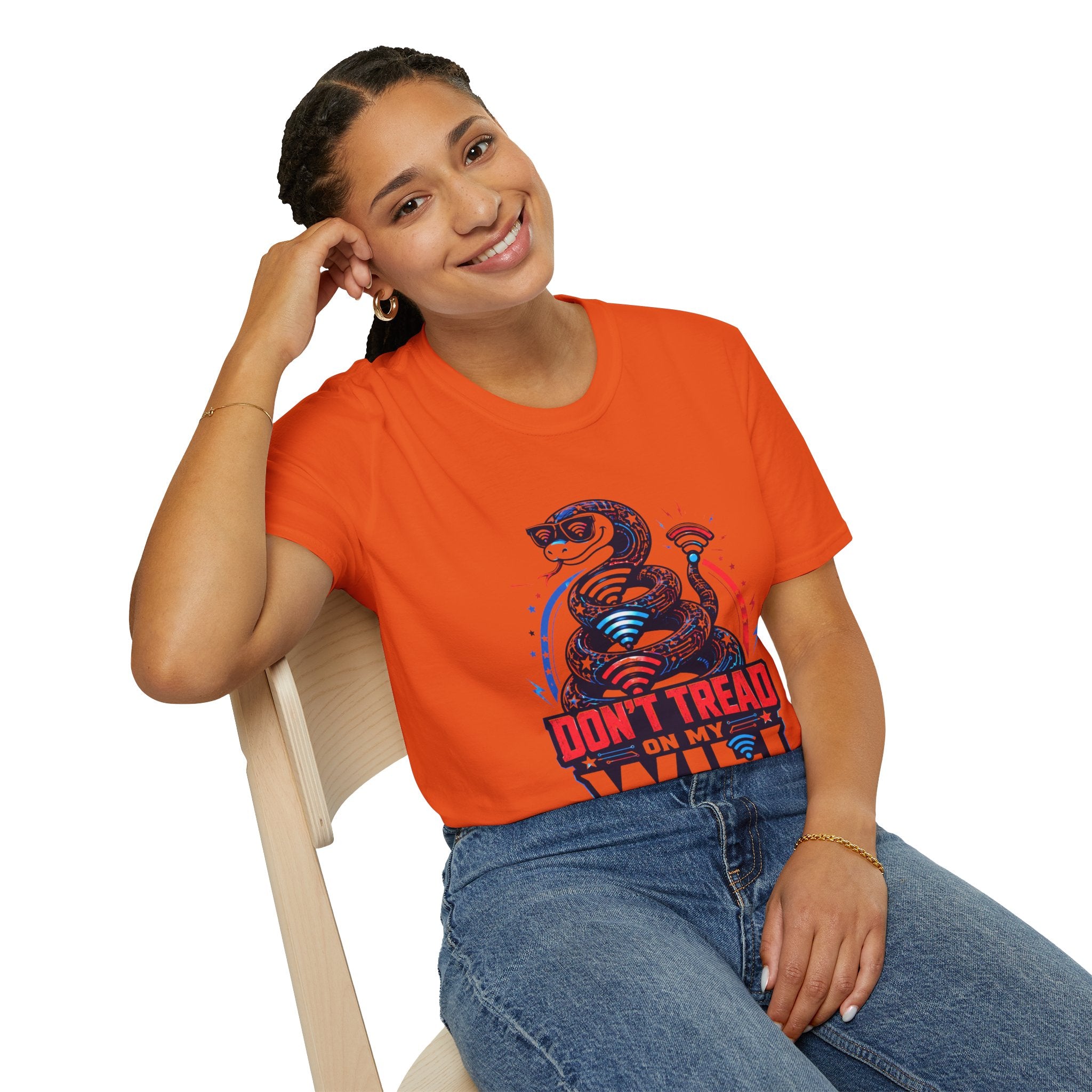 Don’t Tread on My WiFi T-Shirt — Patriotic Gadsden Snake WiFi Tee