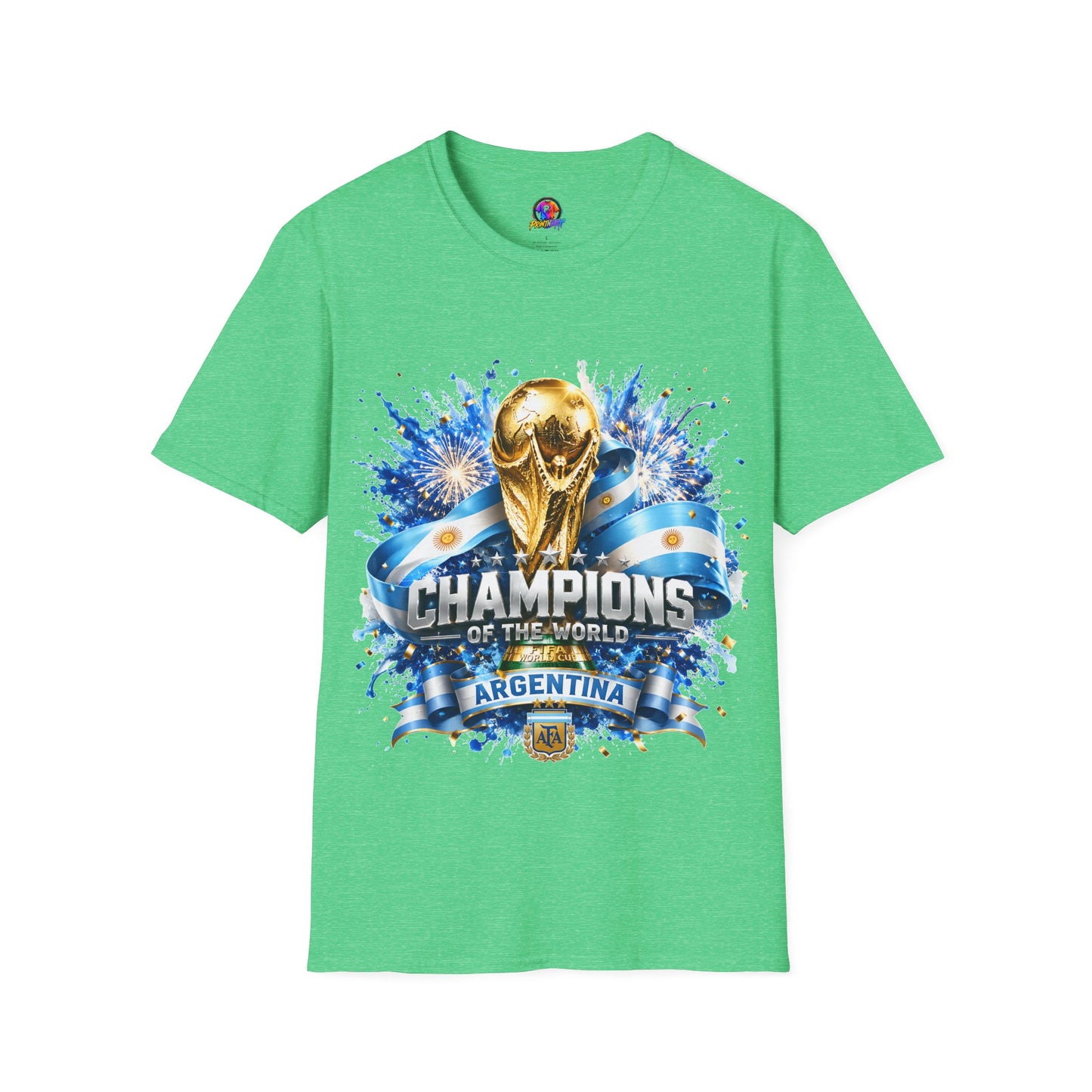 Argentina World Cup Champions T-Shirt — Gold Trophy Celebration Tee