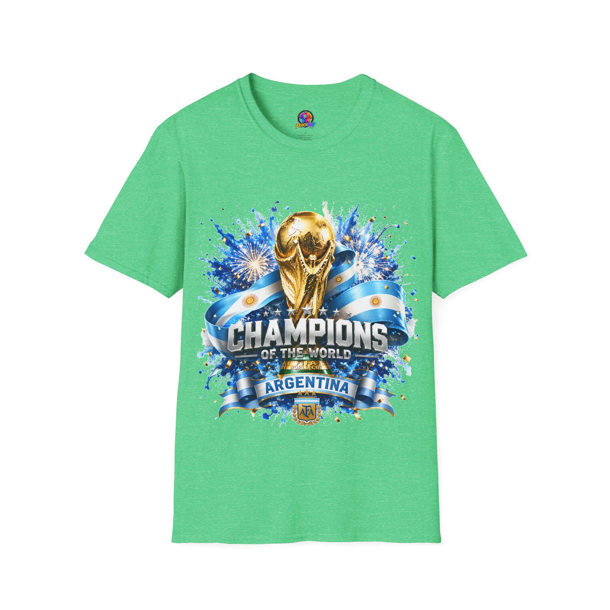 Argentina World Cup Champions T-Shirt — Gold Trophy Celebration Tee