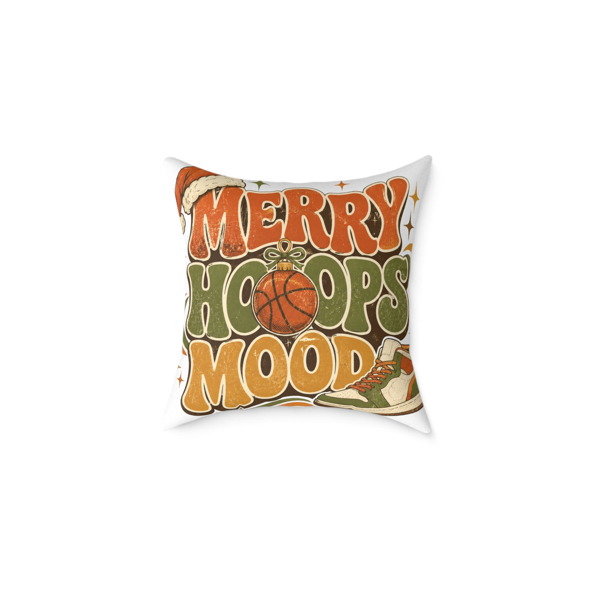 Merry Hoops Mood Modern Day Christmas Square Poly Canvas Pillow