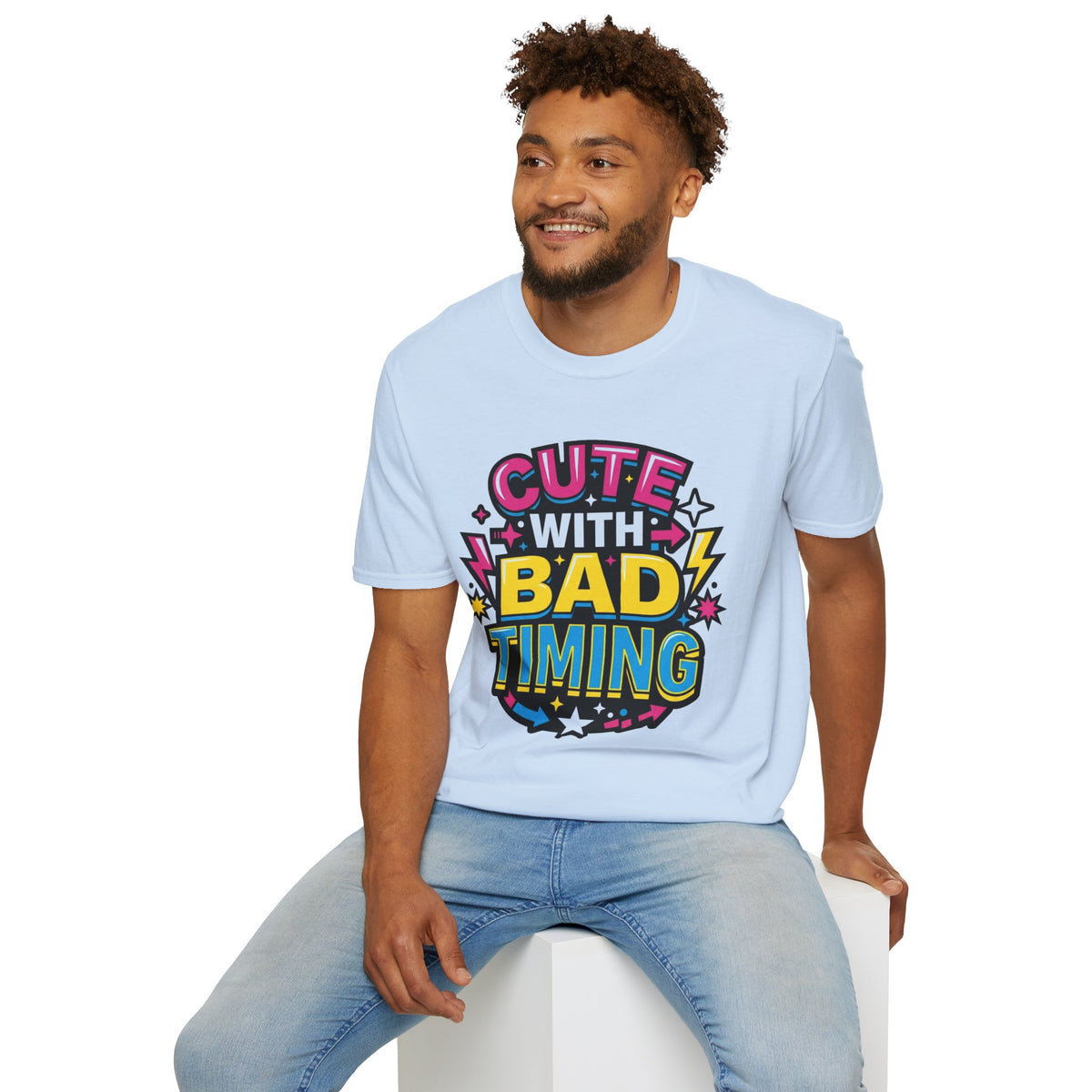 Cute But Bad Timing Graphic T-Shirt — Funny Retro Rainbow Tee - Trending Now - August 2026