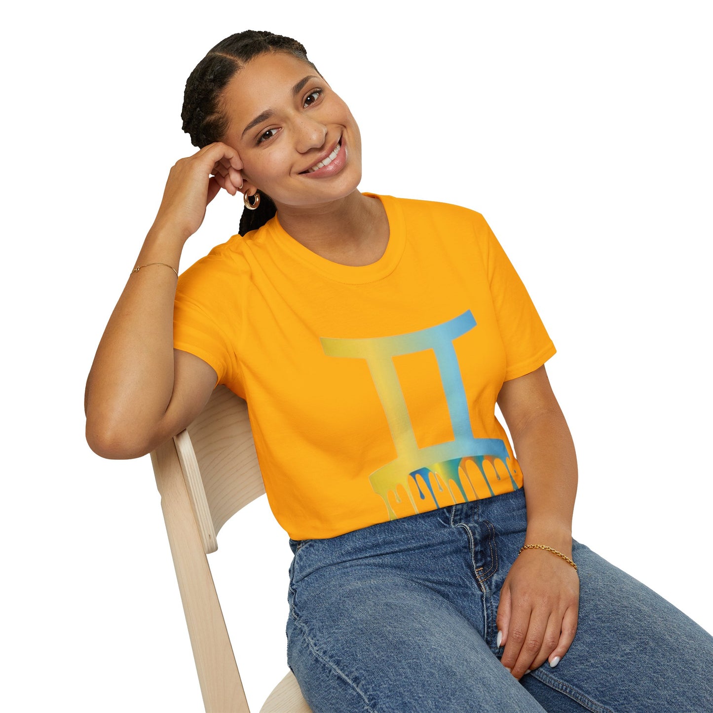 Gemini Drip Zodiac T-Shirt — Rainbow Gemini Symbol Tee