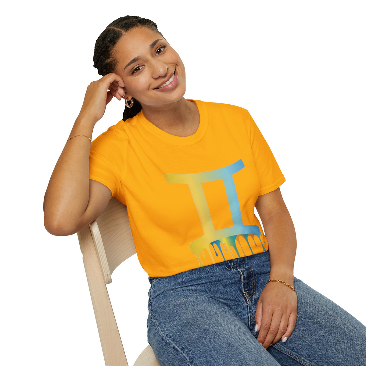 Gemini Drip Zodiac T-Shirt — Rainbow Gemini Symbol Tee